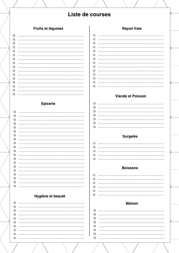 Liste de course type : exemple pour gagner du temps en magasin